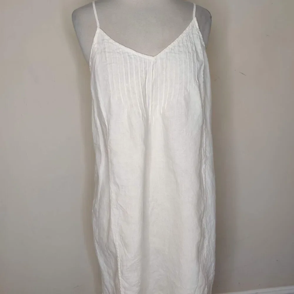 Boden Linen Sleeveless Dress White Tank Dress - Picture 3 of 9